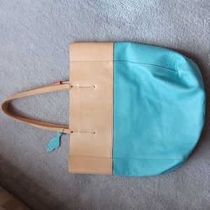 Roots color block leather tote vintage